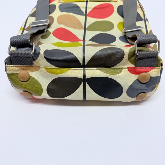 Orla Kiely Backpack Multi Color Leaf Print Leather Trim Casual Daypack - Picture 5 of 14